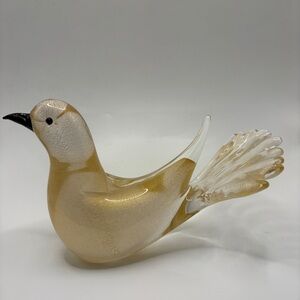 Formia Murano Hand Blown Gold Aventurine Bird Italian Art Glass